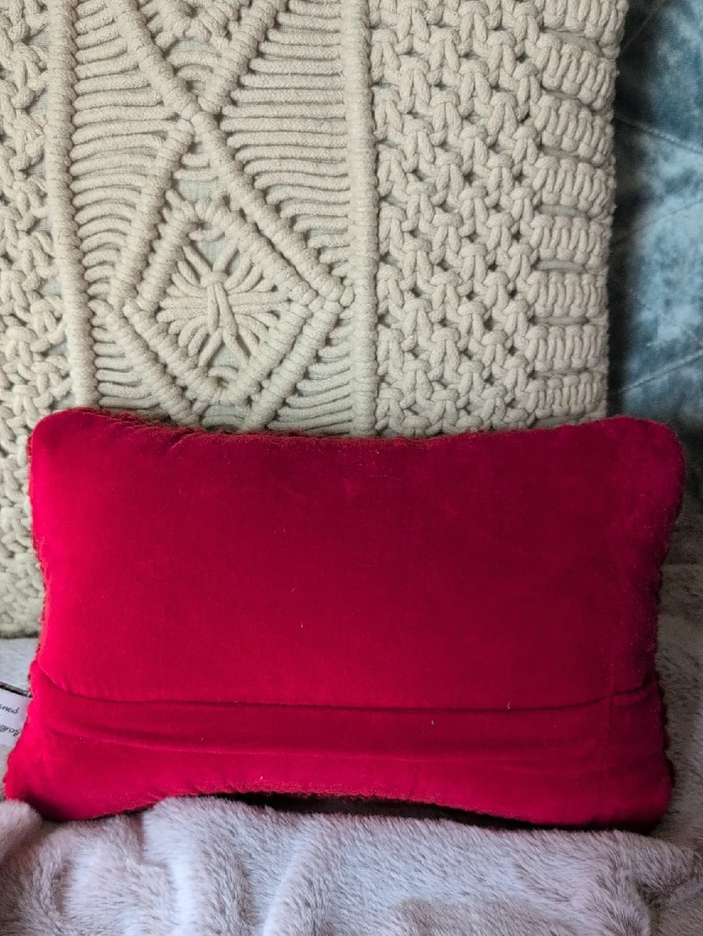 Festive Red 'Christmas' Accent Pillow with Cream Lettering